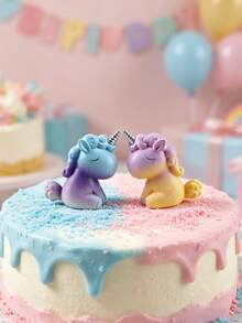 2/1 Gender Reveal Cake Topper - Realistic Mini Decorations | Suitable For Home Decor, Office Desk, Car Interior, Baby Shower, Gender Reveal Party, Cake Decorations And Birthday Celebrations, Party Decorations - Multicolor - View 4
