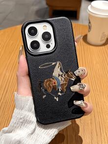 1件黑色奔馬棕馬個性化極簡全包覆TPU防震手機殼，適用於Apple 17 16 15 14 13 12 11 Pro Max Air - 彩色 - 查看 3