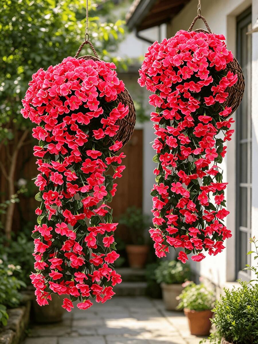 1 giỏ dây leo hoa tử đằng nhân tạo 85cm, thích hợp để treo giỏ hoa, làm vòng hoa giả, bó hoa cưới, trang trí nhà cửa/ngoài trời, quà sinh nhật, quà tốt nghiệp. - Màu Hồng Tươi - Xem 1