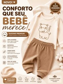 Baby 2-Piece Set: Long-Sleeved Bodysuit + Pants, 100% Cotton Suedine, Safari Animal Print (Tiger, Monkey, Hippopotamus), Unisex, Newborn To Extra Large, Neutral Beige, Maternity Set, Baby Clothes - 河馬 - 查看 2