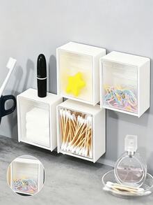 4pcs Wall-Mounted Storage Boxes - Cosmetic Organizer, Jewelry Box, Plastic Storage Rack, For Organizing And Storing Floss, Hair Ties, Hair Clips, Powder Puffs And Other Items. Suitable For Home, Dorm, Commercial Spaces, Bathroom, Room Decor, Also As Christmas Or Holiday Gifts. - Multicolor - View 9