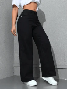 Pantalones para mujer Mezclilla mujer Vaqueros de pierna ancha sexis e informales para mujer con cierre de botón y cremallera, muy elásticos pantalones de dama mezclilla - 2046 - Ver 3