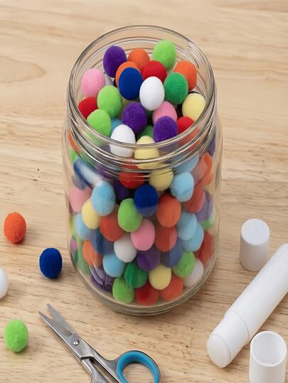 100 Piezas de Pompones de Purpurina Brillante, Bolas de Artesanía Suaves y Esponjosas Multicolor Surtidas, Accesorios de Decoración Artesanal DIY