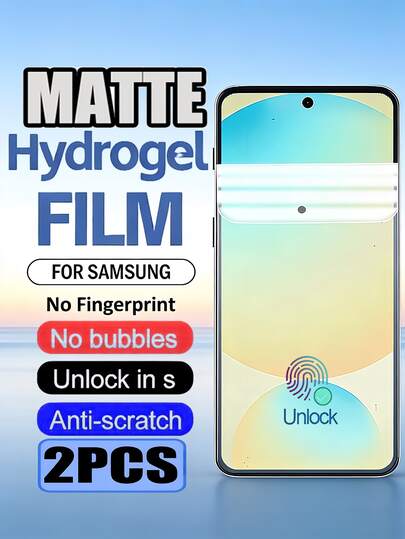 2Pcs Matte Hydrogel Film Anti - Fingerprint Screen Protection Soft Film[NOT GLASS]Compatible With Compatible With Samsung Galaxy S26 S25 S24 S23 S22 S21 A57 A37 A56 A55 And More Models Self-Healing Anti-Fingerprint Face ID Friendly Full Coverage Easy Apply