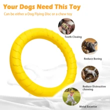 XL Large Indestructible Dog Toys, Dog Chew Toys For Aggressive Chewers,Flying Discs For Medium/Large Breeds. Floating Dog Ring Toys For Throwing, Catching, Grabbing. (12 Inch) - XL 大號 黃色 - 查看 4