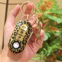 Leopard Print Car Key Chain Holder Set With Rhinestones, PU Leather Key Chain, Cheetah Key Fob, Soft TPU Car Key Cover/Case Compatible With Fiat 500 Key, Boyue Bravo Iveco Olsen, Gift For Her - Leopard Print - View 8