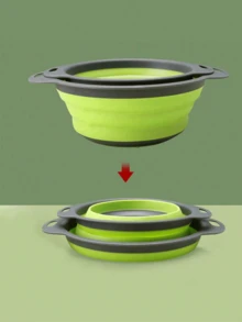 1/2pcs Foldable Silicone Colander Set, Space-Saving Strainer With Handle, Collapsible Fruit/Vegetable/Pasta Basket Strainer, Green Kitchen Tool Easy To Store, Kitchen Strainer Set With Fine Mesh, Essential Kitchen Tool And Accessory, Ideal Christmas Kitchen Gift For Home Chefs, Space-Saving For Kitchen Organization - One Size Fits All - View 9