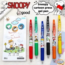 SNOOPY 6支装史努比卡通中性笔，0.55mm黑色墨水签名笔，可爱治愈小狗学习用品，学校必备，文具用品，学习用品，完美的派对礼物，粉丝节日礼物。 - 彩色 - 查看 4