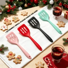 8-Inch Mini Silicone Slotted Spatula, 2/4 Pcs Set, Heat Resistant Non-Stick Perforated Spatula For Frying Eggs, Pancakes, Burgers, Straining Oil, Non-Stick Cookware, 4 Colors - Multicolor - View 1