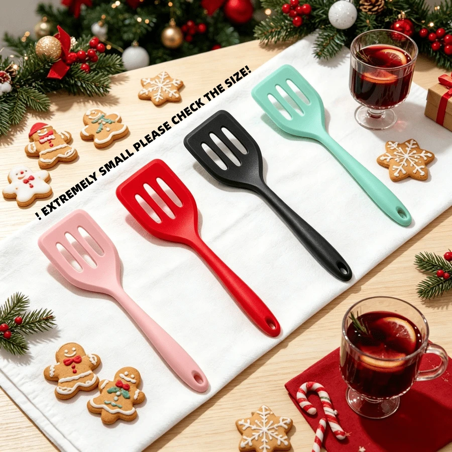 8-Inch Mini Silicone Slotted Spatula, 2/4 Pcs Set, Heat Resistant Non-Stick Perforated Spatula For Frying Eggs, Pancakes, Burgers, Straining Oil, Non-Stick Cookware, 4 Colors - Multicolor - View 1