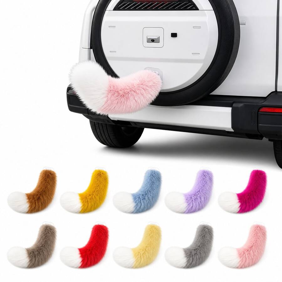 New Faux Fox Fur Car Decoration Tail, Anime Plush Tail Decor, Multi-Color Options, Suitable For Car, Bicycle, Electric Vehicle, Personalized Vehicle Decoration Accessory - Maroon - View 1