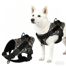 11-110磅中大型犬重型戰術狗背心 - 防拉防脫逃胸背帶，附強化控制手把，透氣網眼牛津布料，適用於散步、訓練、健行 - 黃色 - 查看 23