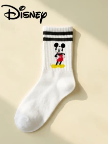 Disney Socks, Featuring Mickey Mouse, Minnie Mouse, Suitable For Daily Wear, Unisex, Perfect For Both Home And Outdoor Activities. - White - View 2