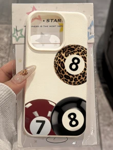 Billiards 1pc White Contrast Billiard Pattern Full Coverage TPU Shockproof Phone Case Compatible With Apple 16, 15, 14, 13, 12, 11 Pro Max, Series - Multicolor - View 3