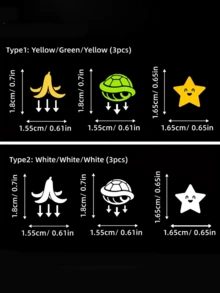 1 Set Retro Racing Car Icon Stickers - Fun Car Blank Button Stickers - Banana Peel & Star Decorative Stickers - Unisex Car Interior Decor - A - View 6