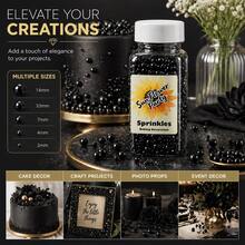 95g/3.35oz Cake Decorating Pearl, Black Colored Pearl Sprinkles, Mixed Sizes. Suitable For Cookies, Ice Cream, Macarons, Donuts, Cupcakes And Pudding Decoration. Ideal For Birthday, Wedding, Party, Valentine's Day, Mother's Day - View 5