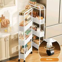 Este carrito de almacenamiento de cuatro niveles es perfecto para espacios estrechos y se puede utilizar como estante de baño, carrito de cocina pequeño (con ruedas) o para organizar la sala de estar, la oficina y el dormitorio. - nero - Visualizzare 2