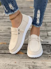 Chic Women's Canvas Slip Ons - Minimalist Casual Shoes With Ankle Strap, Comfortable Errand Shoes For Daily Wear,Women's Slip On Canvas Shoes - Breathable Casual Sneakers For Walking, Lightweight Flat Shoes For Jeans & Dresses,Breathable Flat Shoes For Women - Slip On Walking Shoes In Black/Beige/Grey, Lightweight Summer Sneakers,Women's Lightweight Walking Shoes - Soft Canvas Sneakers With Decorative Straps, Versatile Shoes For Travel & Outfits,For Regular Foot Types, Just Order Your Usual Sneaker Size. - Beige - View 8