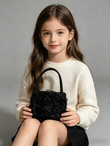 Girls' Floral Handbag, Spring/Autumn New Fashion Bag, Little Girl Stylish Mini Bag, Princess Purse, Children's Coin Purse, Cute Tote Bag, Holiday/Birthday Gift, Candy/Lipstick Bag, Personalized Small Bag, Snack Bag, Accessory Pouch, Cool Bag, Runway Bag, Pink/Black/White - one-size - View 7