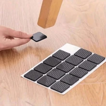 18pcs (Each) Self-Adhesive Furniture Leg Foot Protector Pads, Chair Leg Pads Anti-Slip Anti-Scratch Furniture Foot Floor Protector Pads Chair Foot Pads Dining Chair Table Leg Anti-Slip Stickers Sofa Furniture Table Corner Leg Wear-Resistant Anti-Collision Protective Covers Stool Leg - Black - View 9