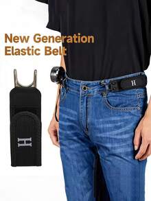 4pcs Buckle-Free Elastic Belt, Suitable For Tactical Gear And Daily Carry, Adjustable Invisible Buckle-Free Belt System, Belt Loop Accessories - Stainless Steel Buckle - View 3