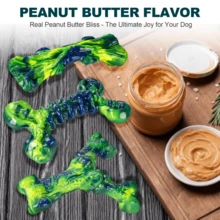 Indestructible Dog Toys For Aggressive Chewers: 3-Pack Bacon Flavored Hard Nylon Dog Chew Toys For Medium & Large Dogs(25-90lbs), Tough Super Chewer Dog Bones Toys To Keep Them Busy, Brown - 3PC-peanut Butter-green - View 2