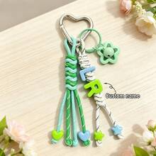 1pc Tassel Heart Bell Custom Bag Charm, Handmade Braided Rope Letter Bead Bag Pendant/Keychain/Phone Charm, Bow, Heart Keychain Christmas Gift. - Woven Ornaments - View 35