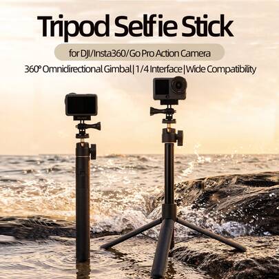 Tripod Selfie Stick For Pocket3/4/Action6/5Pro/4/3/360/Nano Or X5/4/3/2/Ace Pro2/1/Go3/3S/Ultra Or Go Pro, Perfect For Holiday Travel, Outdoor Sports Events And Ideal Gift, 360° Omnidirectional Gimbal | 1/4 Interface | Wide Compatibility