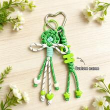 1pc Tassel Heart Bell Custom Bag Charm, Handmade Braided Rope Letter Bead Bag Pendant/Keychain/Phone Charm, Bow, Heart Keychain Christmas Gift. - Woven Ornaments - View 34