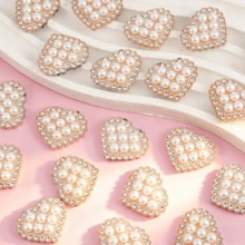 20pcs Luxury French Style Bright Acrylic Faux Pearl Heart Shaped Rhinestone, Suitable For DIY Jewelry, Wedding Decor, Home Decoration, Party Accessories, Versatile Decorative Beads - Multicolor - View 5
