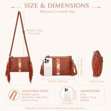 This Fashionable PU Large Capacity Fringe Crossbody Bag Features A Multi-Compartment Design, Blending Vintage Bohemian Western Style, Decorated With Fringe, Rivets, And Woven Craftsmanship. It Can Be Worn On The Shoulder Or As A Crossbody, With A Detachable And Adjustable Shoulder Strap, Practical And Convenient. It Is An Ideal Choice For Shopping, Outdoor Activities, Travel, And Picnics. It Also Makes A Perfect Gift For Family And Friends., Boho - Multicolor - View 5