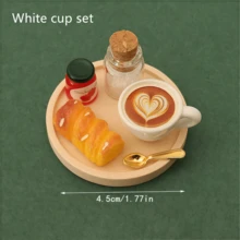 5pcs/Set Mainan Makanan Miniatur, Model Teh Sore, Kopi, dan Roti, Aksesoris Rumah Boneka, Dekorasi Fotografi, Ornamen Meja - MultiWarna - View 8