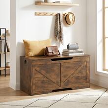 39.4/29.5 Inches Storgae Bench, Storage Bench Supports 300 Lb, Suitable For Entryway And Bedrooms, Brown - 棕色 - 查看 3