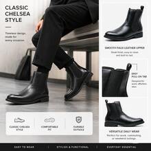 Giày bốt Chelsea nam Fighting Bull Retro Designer có thiết kế xỏ chân tiện lợi và mũi nhọn thanh lịch. Đôi bốt cổ trung sang trọng này được chế tác từ chất liệu da thật mềm mại, được lựa chọn kỹ lưỡng. Lý tưởng cho những dịp công sở trang trọng, chúng cũng phù hợp để mang hàng ngày đến văn phòng, dự tiệc và những buổi đi chơi thông thường. - màu đen - Xem 5