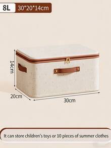 1pc Minimalist Solid Color Linen Blend Foldable Storage Box With Dustproof Cover, Breathable Thickened Stackable Closet Storage Basket With Handles, Space-Saving, Suitable For Bedroom, Dorm, Clothes, Underwear, Socks, Toys And Miscellaneous Items - Brown - View 18