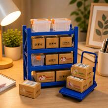 Exquisite Mini Warehouse Decor Set! Perfect Combination Of Mini Shelves, Mini Boxes, Mini Storage Containers And Mini Trolley, Ideal For Decorating Mini Rooms, Warehouse Scenes, Mini Gardens And Desktops - one-size - View 6