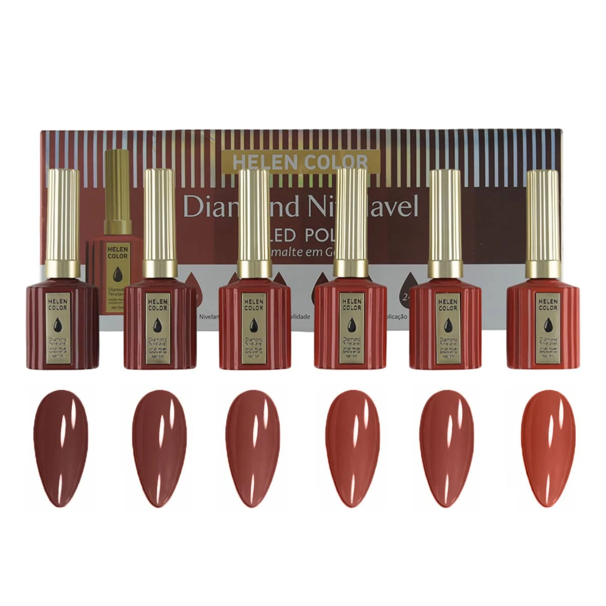 Kit 6 Diamond Nail Polishes 15ml Each - Helen Color - Seasons Of The Year - 紅色 - 查看 1