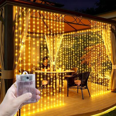Romantic Atmosphere Room Decor, Fairy Tale Flower Wreath String Lights, Garden Lights, 8 Modes Battery Box Curtain Lights, Yard Decor, Indoor Outdoor Decor, Sparkling Camping Decor Lights, Patio Decor, Birthday Party Decor Lights, 4 Light Color Options, Garden Decor, Bedroom Living Room Curtain Lights, Wedding Party Decor Lights, Home Lighting, Valentine's Day Decor, Christmas Halloween Decorative Fairy Lights, Holiday Lighting Decor