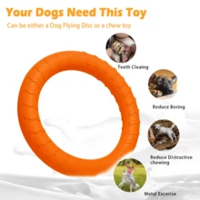 XL Large Indestructible Dog Toys, Dog Chew Toys For Aggressive Chewers,Flying Discs For Medium/Large Breeds. Floating Dog Ring Toys For Throwing, Catching, Grabbing. (12 Inch) - 中/大號橙色 - 查看 3