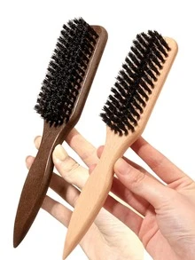 1pc Boar Bristle Smooth Comb, Suitable For Sleek Ponytail Styling, Taming Flyaways, Hairline Grooming - Wide Tapered Tail, Includes Fluffy Brush For Sectioning And Parting, Hair Styling Tool, Hair Care Home Decor Accessory - Multicolor - View 3