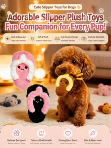 Slipper Shaped Dog Chew Toy | Polyester Blend Material Cleans Teeth, Slipper Design Suitable For All Dog Breeds, Puppy Training And Teething - Multicolor - View 3