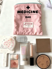 「Medicine」圖案印花便攜藥袋 藥丸收納盒 急救包 化妝包 零錢包，適用日常使用/戶外/旅行，便攜收納，化妝品、手機及其他小物品收納，旅行必備，聖誕禮物，個性化禮物袋，小禮物交換，房間裝飾 - 彩色 - 查看 8