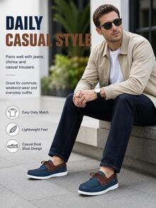 Men's Outdoor Casual Loafers, Featuring A Minimalist Color Scheme, Fashionable And Versatile. Slim Fit, Recommended To Choose Half Size Up For A Comfortable And Loose Fit. - Blue - View 12