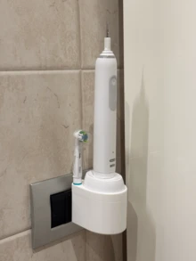 1/2 Set Electric Toothbrush Wall Mount Charging Storage Rack, With Hidden Cable Management And Brush Head Holder, Bathroom Toothbrush Holder, Plug-In Wall Charging Station, Keeps Your Sink Neat And Organized - Multicolor - View 10
