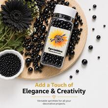 95g/3.35oz Cake Decorating Pearl, Black Colored Pearl Sprinkles, Mixed Sizes. Suitable For Cookies, Ice Cream, Macarons, Donuts, Cupcakes And Pudding Decoration. Ideal For Birthday, Wedding, Party, Valentine's Day, Mother's Day - View 3