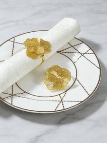 4个金色花朵餐巾环，简约多层花瓣设计金属餐巾架，优雅餐具装饰，适合婚礼和新娘送礼会 - 彩色 - 查看 4