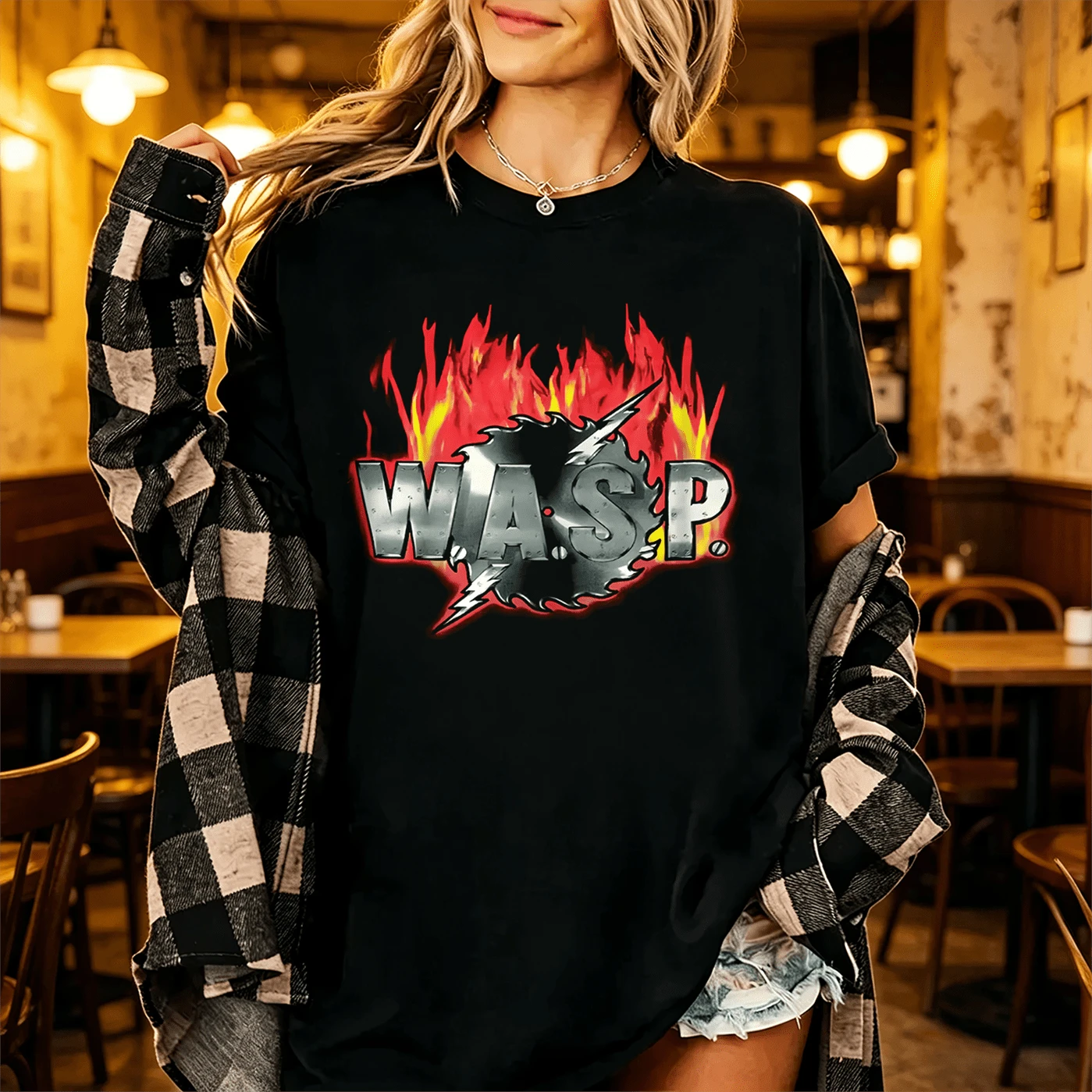 W.A.S.P. Casual T-Shirt - Rock Logo Print - Comfortable For Everyday Wear - Black - View 1