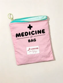 「Medicine」圖案印花便攜藥袋 藥丸收納盒 急救包 化妝包 零錢包，適用日常使用/戶外/旅行，便攜收納，化妝品、手機及其他小物品收納，旅行必備，聖誕禮物，個性化禮物袋，小禮物交換，房間裝飾 - 彩色 - 查看 3