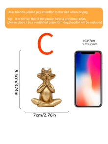 瑜伽爱好者礼品树脂摆件套装，金色瑜伽蛙禅意冥想雕像，现代家居装饰，适用于客厅、卧室和瑜伽空间，完美的乔迁礼物，为禅意和中性色调的室内装饰增添宁静氛围 - B - 查看 10