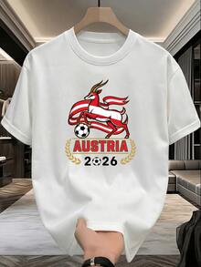 Camiseta de manga corta para hombre de la Copa del Mundo, regalo de cumpleaños, malla transpirable, aniversario, moda moderna, para parejas, color sólido, estampado. - Blanco - Ver 8
